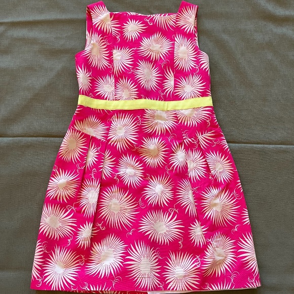 Milly Minis Pink and Off White Dress with Neon Yellow Accents - Picture 1 of 5
